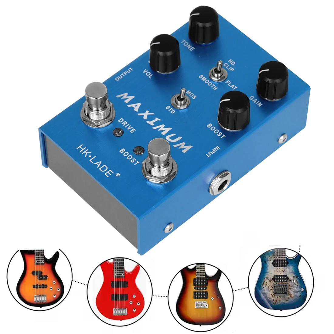  HK LADE Maximum Electric Guitar Effect Pedal Blue Wild Overdrive Distortion Single Block Effector For Guitar Accessories