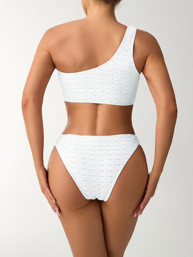 Bikini donna costume da bagno 2026 nuovo solido bikini monospalla set sexy costumi da bagno a vita alta estate 2 pezzi costume da bagno da spiaggia femminile