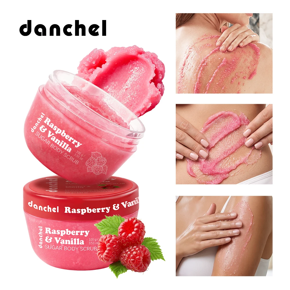 Raspberry & Vanilla Sugar Body Scrub Gentle Exfoliation Deep Hydration Double Effect Matte Brighten Skin Tone Exfoliating Cream