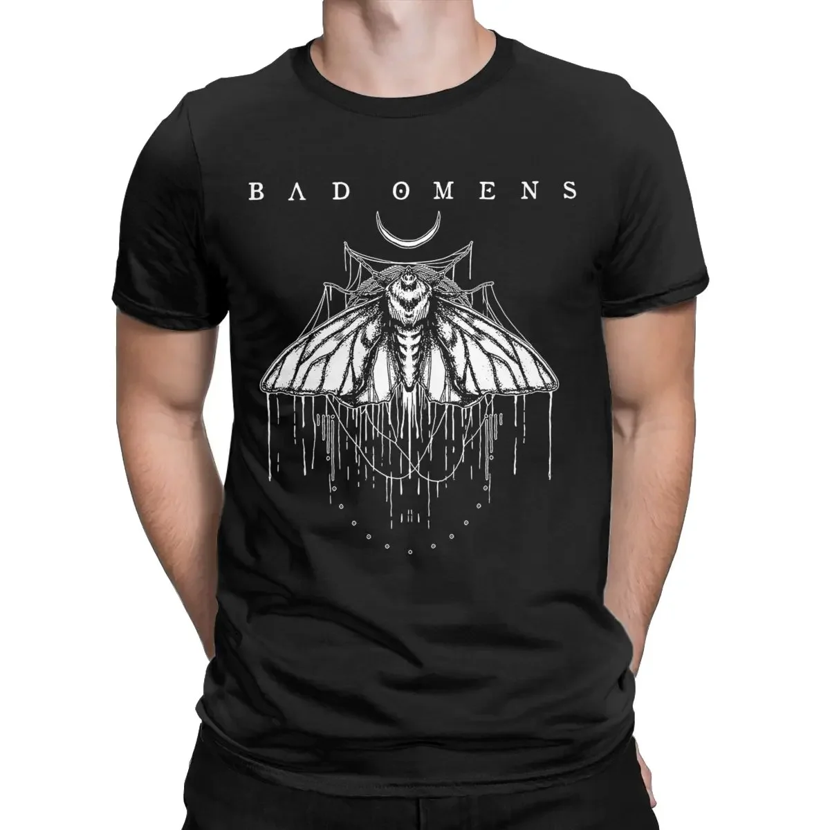 Vintage Tees  Short Sleeve O Neck T-Shirt 100% Cotton Summer Clothing  Moth Bad Omens Men's T Shirts  streetwear  harajuku