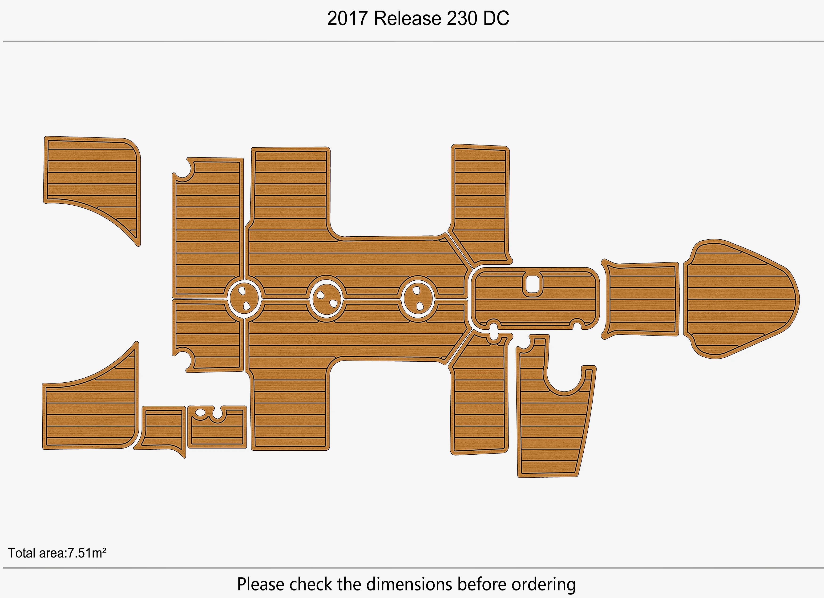 Anti-Skid EVA Faux Teak Self-Adhesive 6mm Boat Decking Pad for 2017 Release 230 DC Yacht Cockpit Durable Marine Flooring