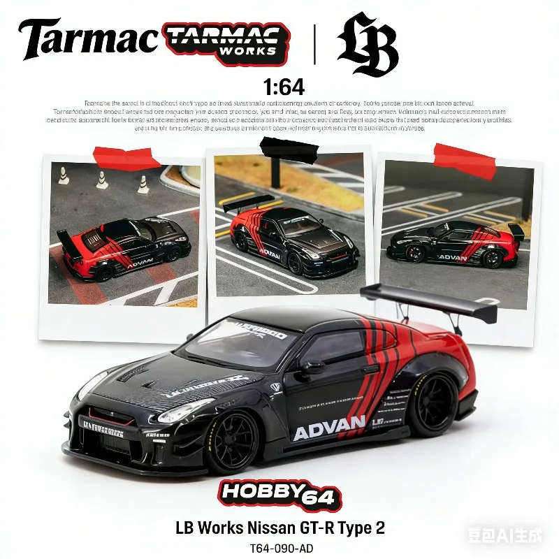 

TW 1:64 LB Works Nissan GT-R Type 2 Advan - A realistic static alloy car model, for boys' toys or adult collection display items