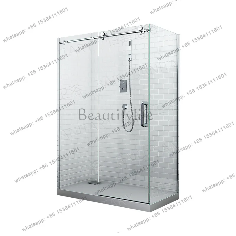 

Zhejiang manufacturer one-shaped partition shower room transparent tempered glass shower door