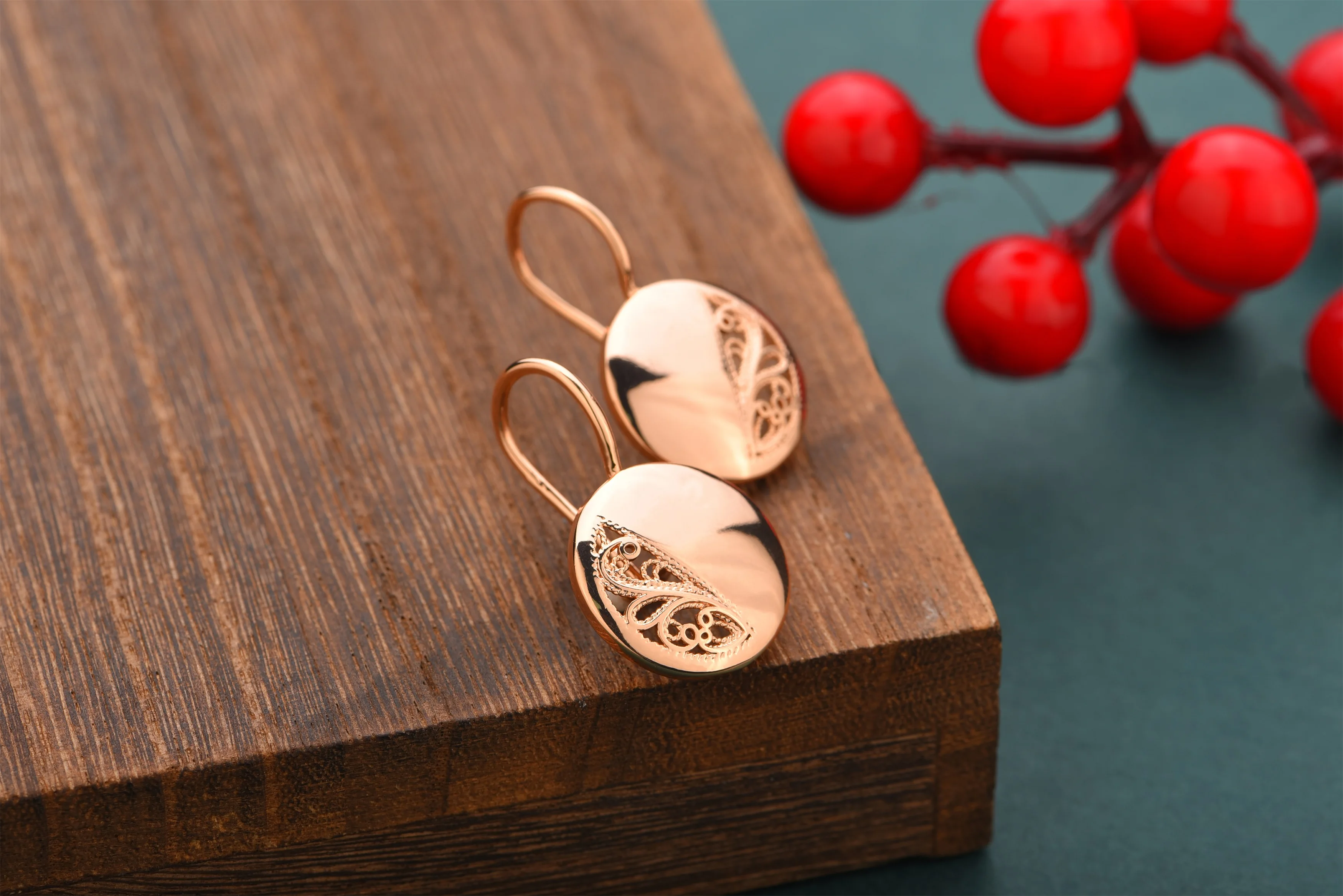 Aomigc New Arrival Trendy Round 585 Rose Gold Hollow Carved Dangle Long Earrings Women Unique Fashion Fine Cute Jewelry