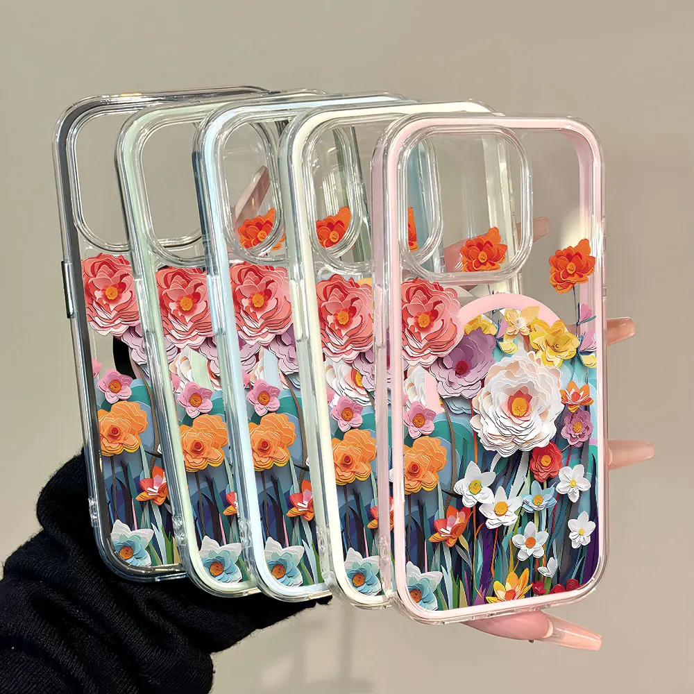 Artistic Paper Cutting Floral Phone Case For Samsung Galaxy A57 S23 S24 S26 S25 S22 Ultra Plus FE A17 A16 A36 A55 A15 A06 Cover