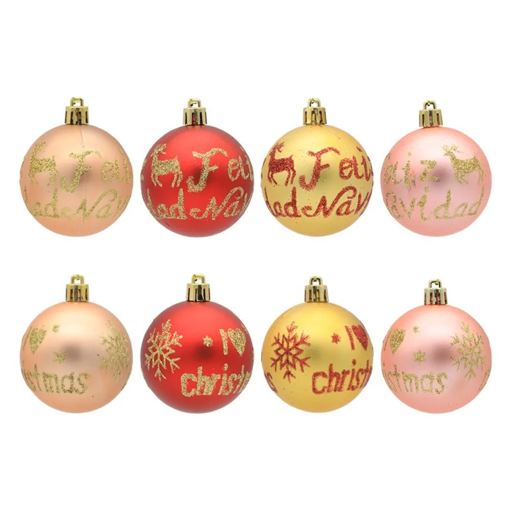 6 pçs bolas galvanizadas ornamento de árvore de natal diy artesanato pintado ano novo decorações de natal ornamento de suspensão de plástico