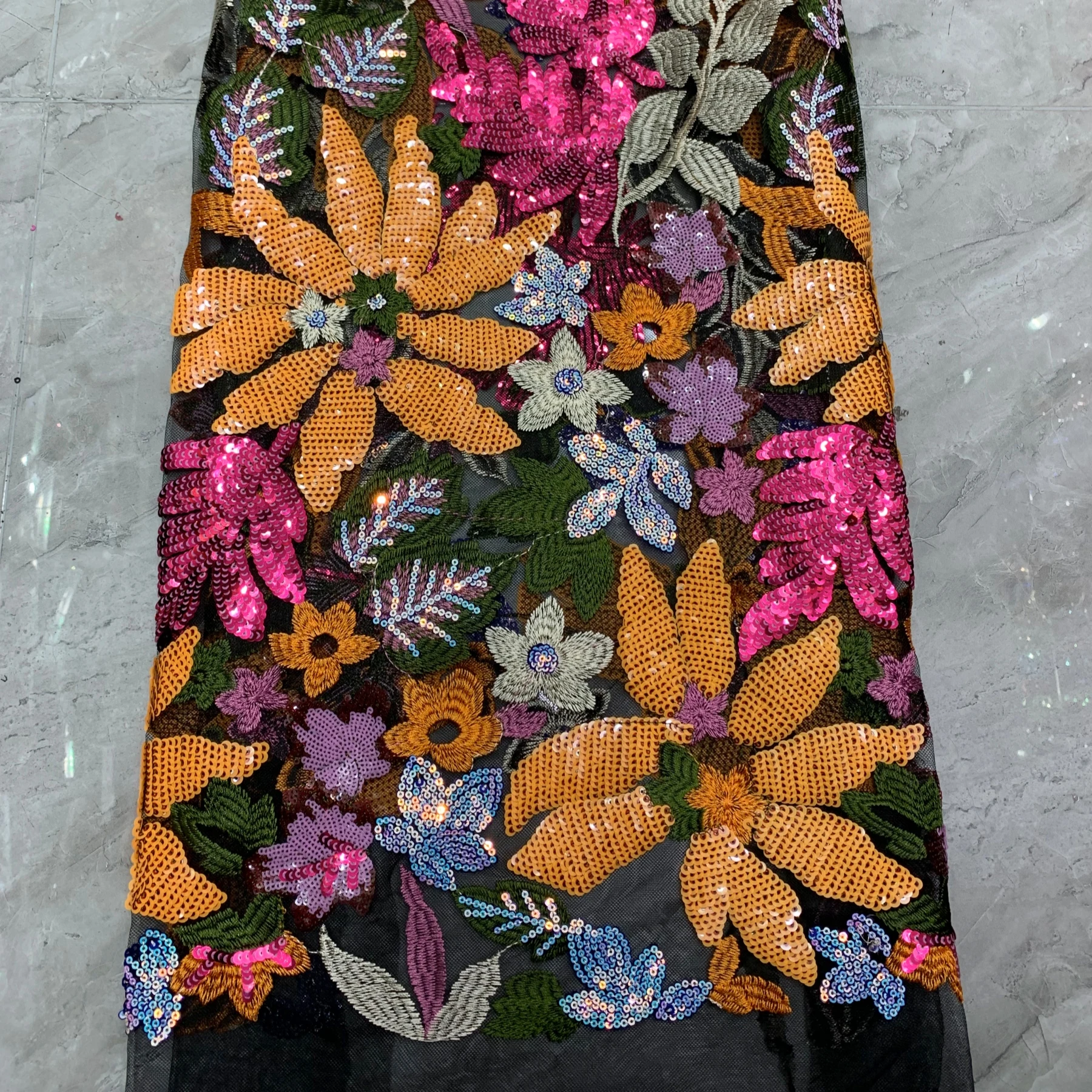 Blumen Pailletten Stoff Materialien für Brautkleider und Party kleider, Pailletten Stickerei Stoff für Design