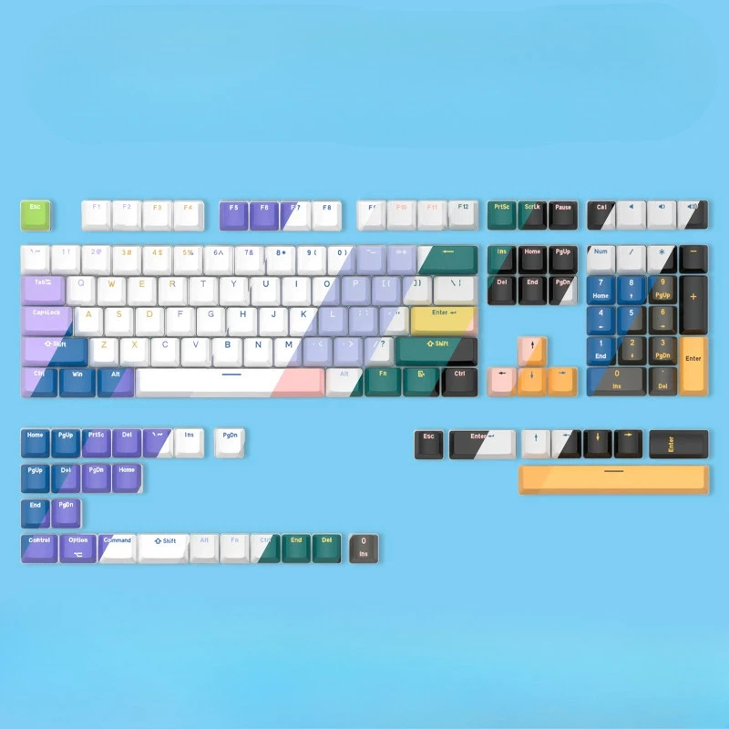 

PBT two-color mechanical keyboard keycap smoke cloud purple white feather Yuyang blue black cloud door yellow keycap