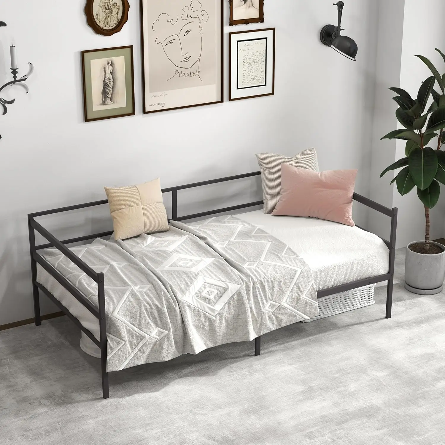 

Металлический каркас дивана-кровати (твин), стальные ламели, основание для матраса, для гостиной, гостевой комнаты, на заказ