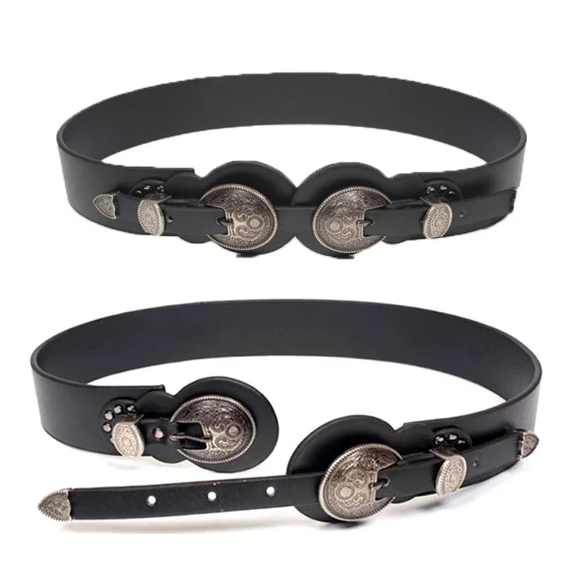 حزام منحوت برأس جلدي معدني من القرون الوسطى للرجال والنساء ، ملحق قنب ، فايكنغ ، فارس تأثيري ، حزام ، أحزمة مشبك ، زي الكبار