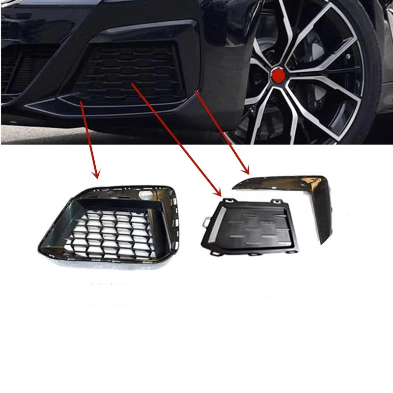 Car Front Lower Bumper grille grill Fog Light Cover Frame for BMW G30 525i 530i 540i Black Trim