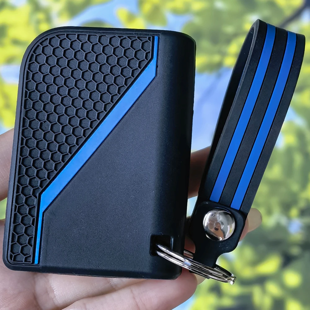 Premium Honeycomb Grooved Silicone Key Fob Protector With Keychain for LYNK&CO 01 02 03 05 06 09 Color Stripe Remote Cover
