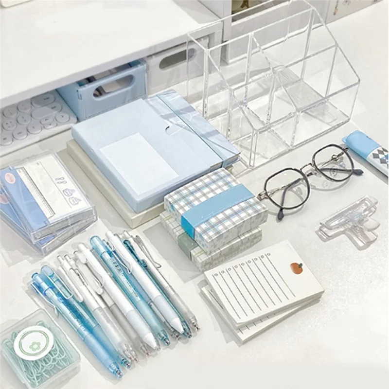A69F-منظم أقلام شفاف للمكتب، وحدة تخزين مستلزمات المكتب البلاستيكية وصندوق الملحقات للعلامة والقرطاسية وكوب القلم الرصاص B