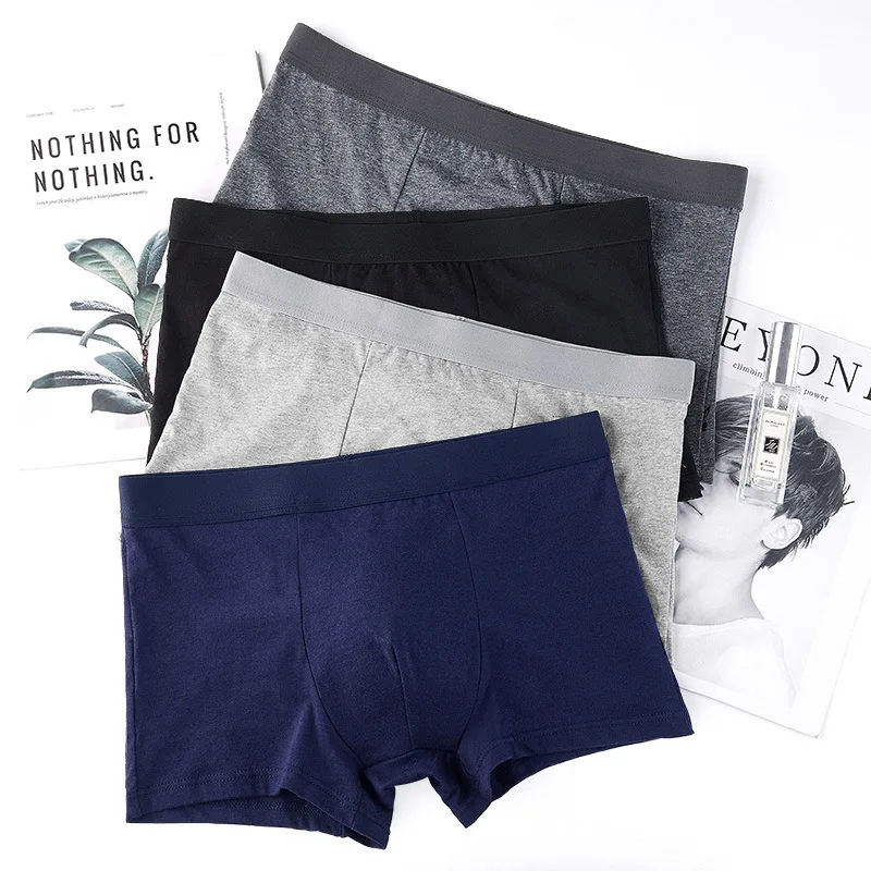 Men Mid Waist Cotton Boxer Briefs Loose Breathable Sweat-absorbing Underwear for Sports Home Daily Wear 4 Colors Option