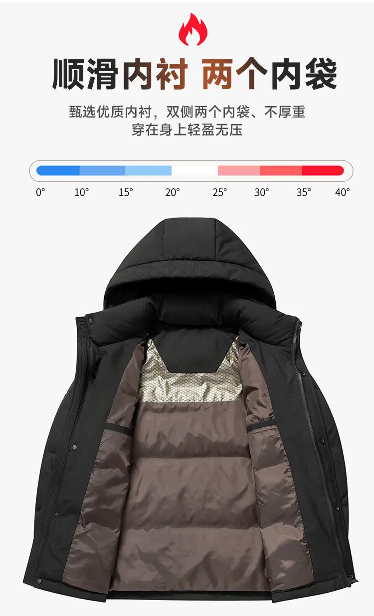 2026 Winter Herren Casual Warme Kapuzen-Daunenjacke Streetwear Oberbekleidung mit abnehmbarer Kapuze, lockere, dicke, wattierte Jacke – Detail 4