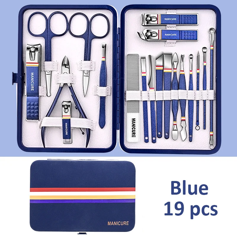 Manicure Nail Cutter Set Stainless Steel Nail Clippers Set With Folding Bag Manicure Kits Scissors Makeup Beauty Tool