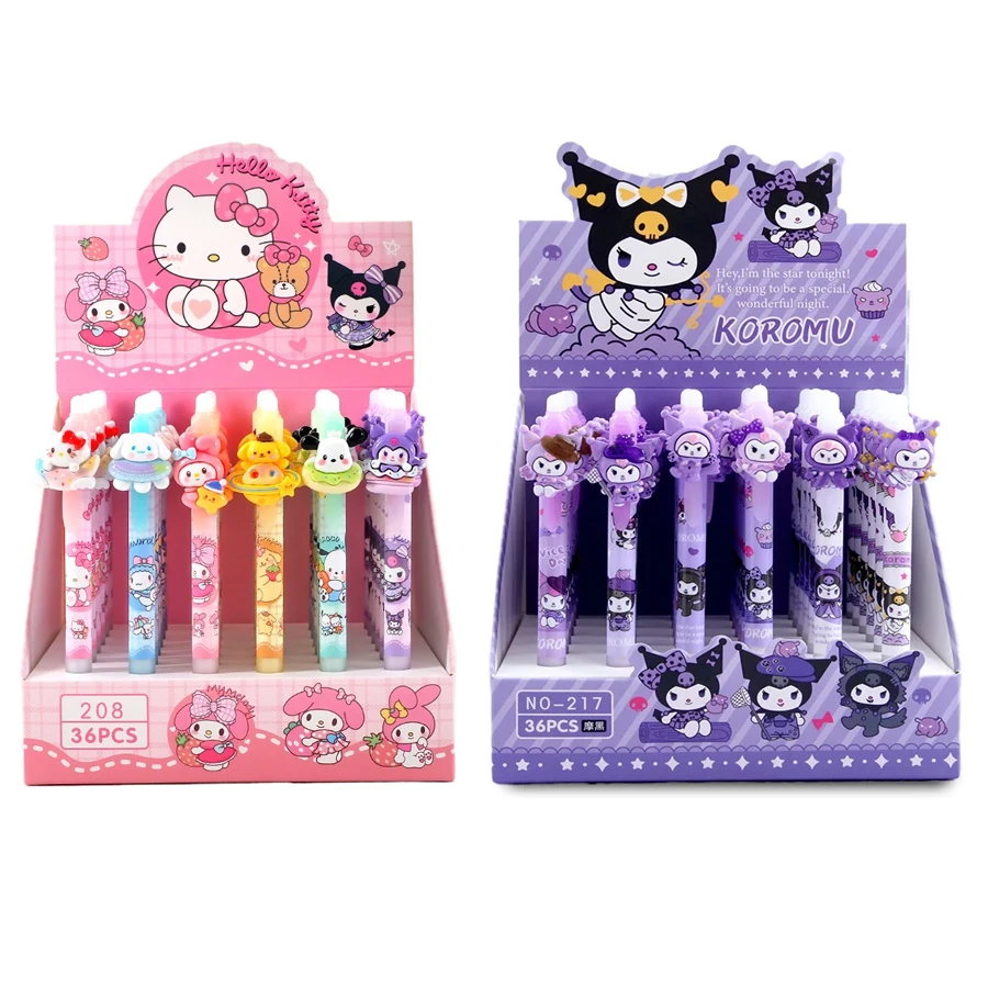 

6/36 Pcs/lot Sanrio Kuromi Erasable Gel Pen Cute 0.5mm Blue Ink Neutral Pens Promotional Gift Office School Supplie