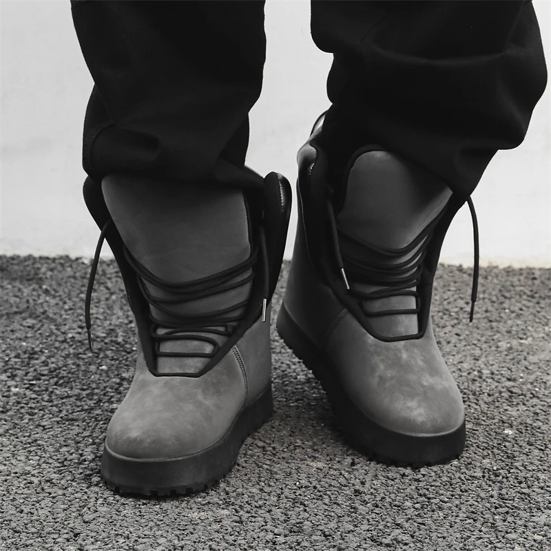 Autumn and Winter Minority Gypsum Boots Leisure Vulcanized High Top and Calf Wear Resistant Non-slip Outdoor Shoes Men\'s Shoes