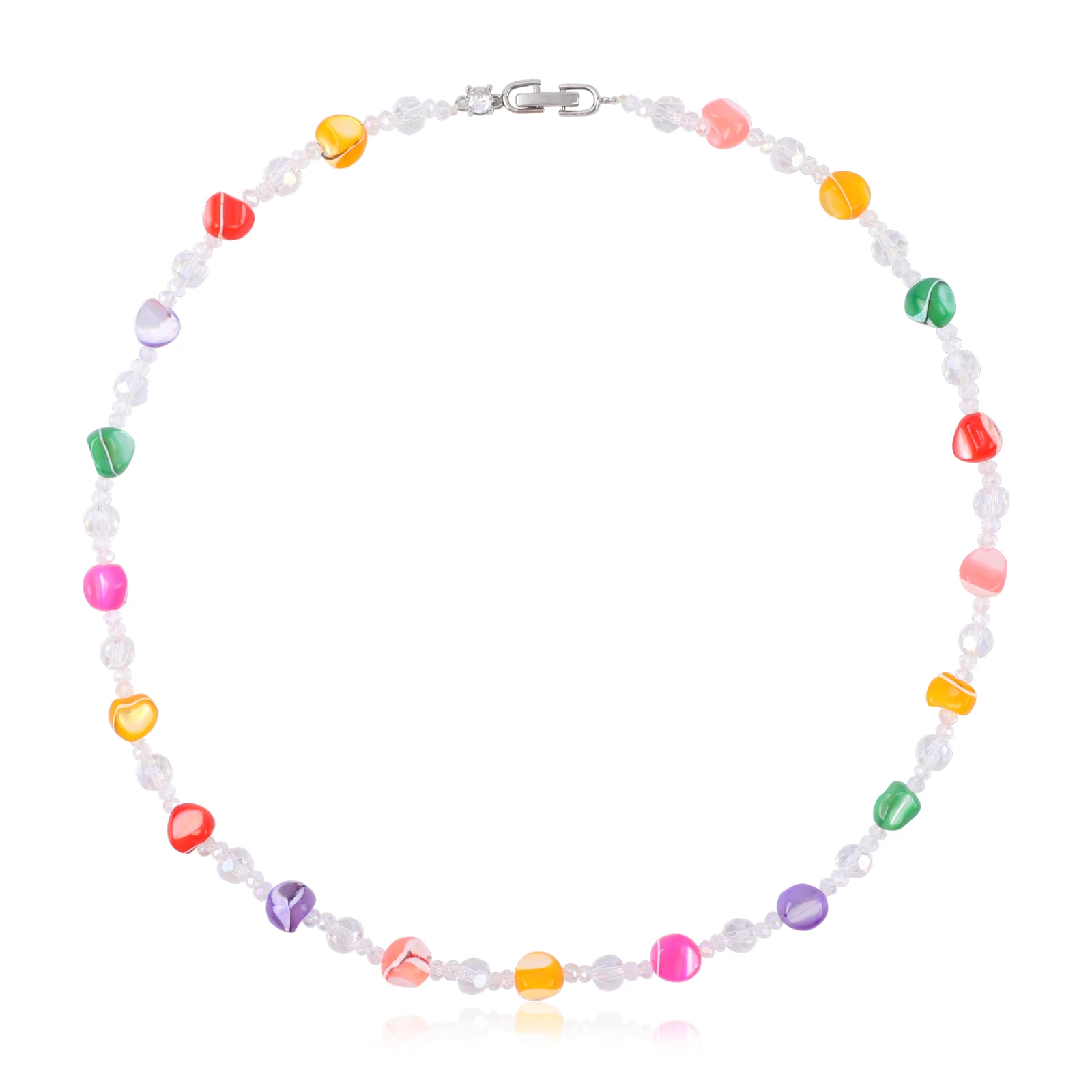 IDEAJOY Colorful Beads Necklace For Women Bohemian Jewelry For Ladies Girls Gifts Fashion Glass Beads Necklaces Choker Women