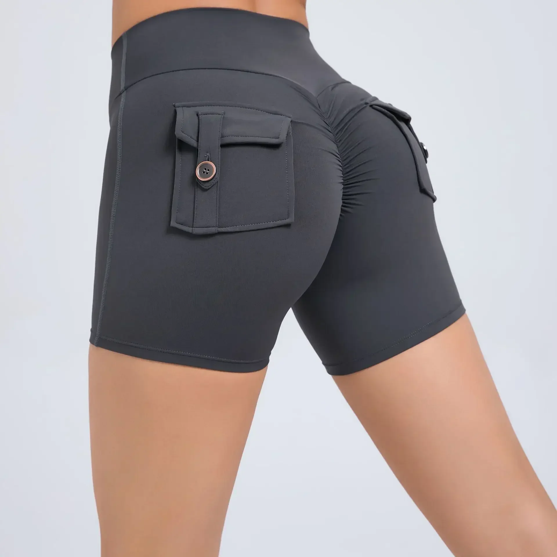 

Women Gym Shorts With Pocket Fitness Sport Shorts Womens Push Up Scrunch Shorts Mujer Femme Black Short Womens Clothes Summer