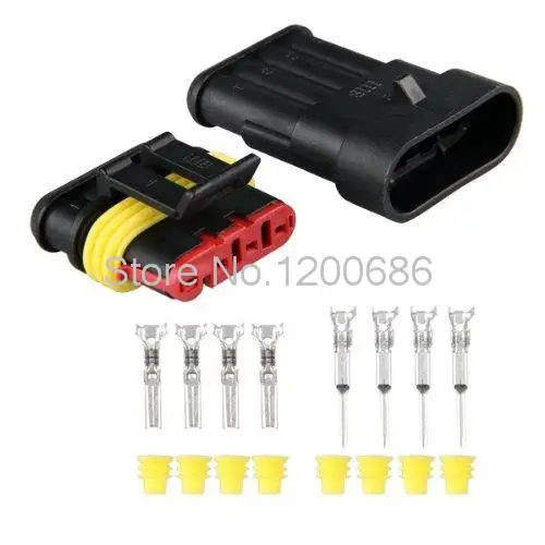 5 Kit 4 Pin Way Waterproof Electrical Wire Connector Plug