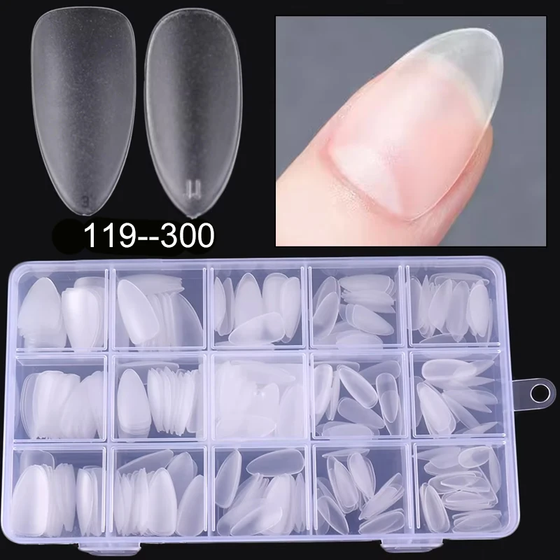 300pcs Nail Art Press on False Nail Matte Clear Full Cover Coffin Square Almond Short Fake Nail Gel Tips Manicure Extension Tool