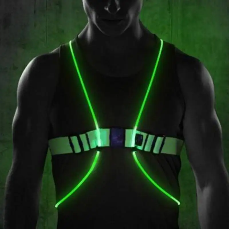 Night Outdoor Sport LED Vest - 360 Reflective High Visibility Flash Safety  LED Fiber Optic Night Running Riding Colorful