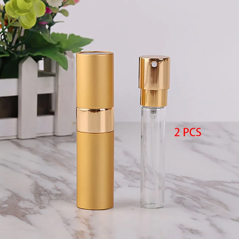 2 Pcs Perfume Dispenser Bottles Rotary Retractable Portable 8ml Spray Small Spray Glass Bottles With Anodized Aluminum Shell