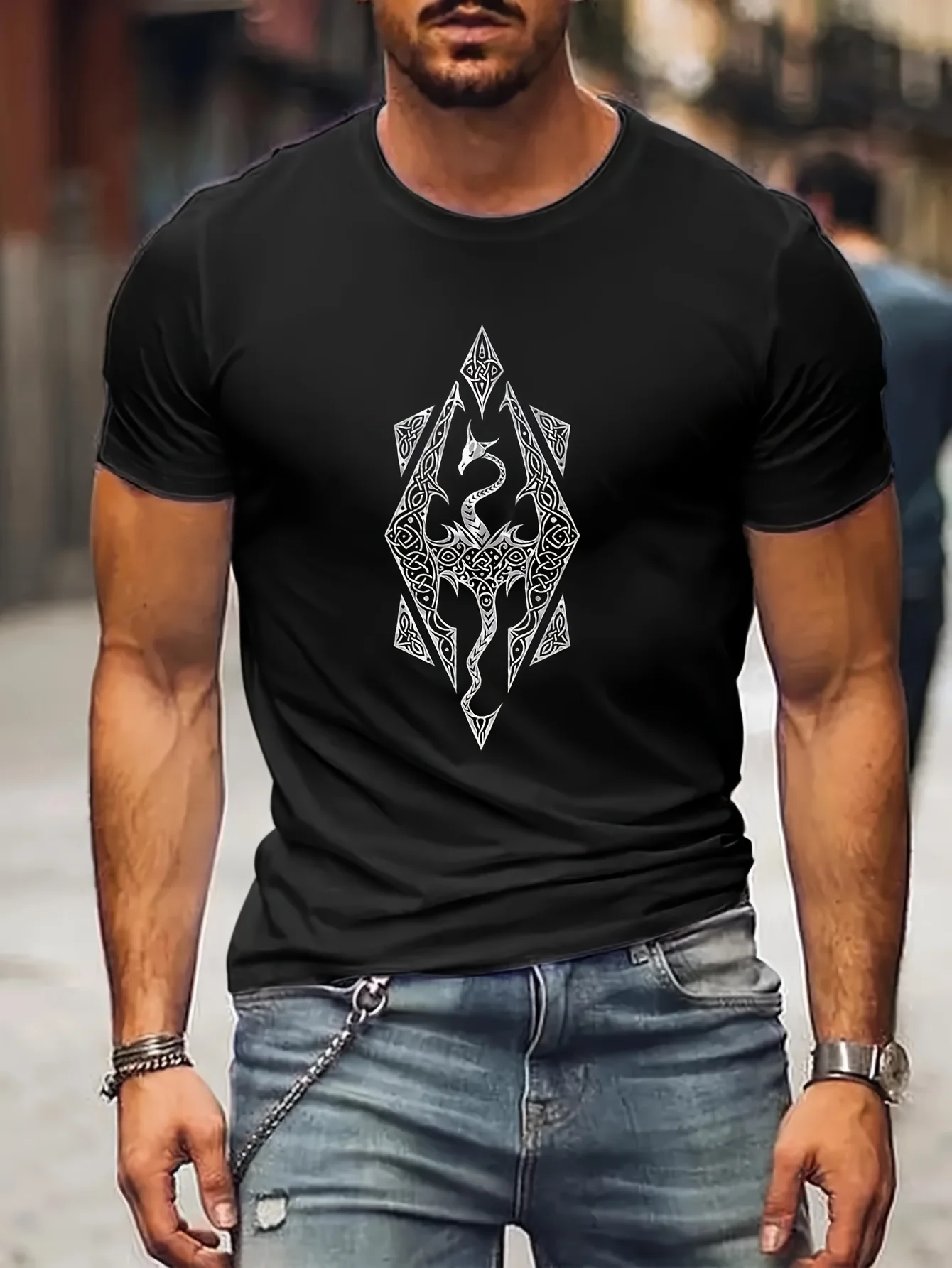 Skyrim Girl Clothes T-Shirt Men Funny Men's T-Shirts Anime Men T shirt Printed T-Shirt B5021044