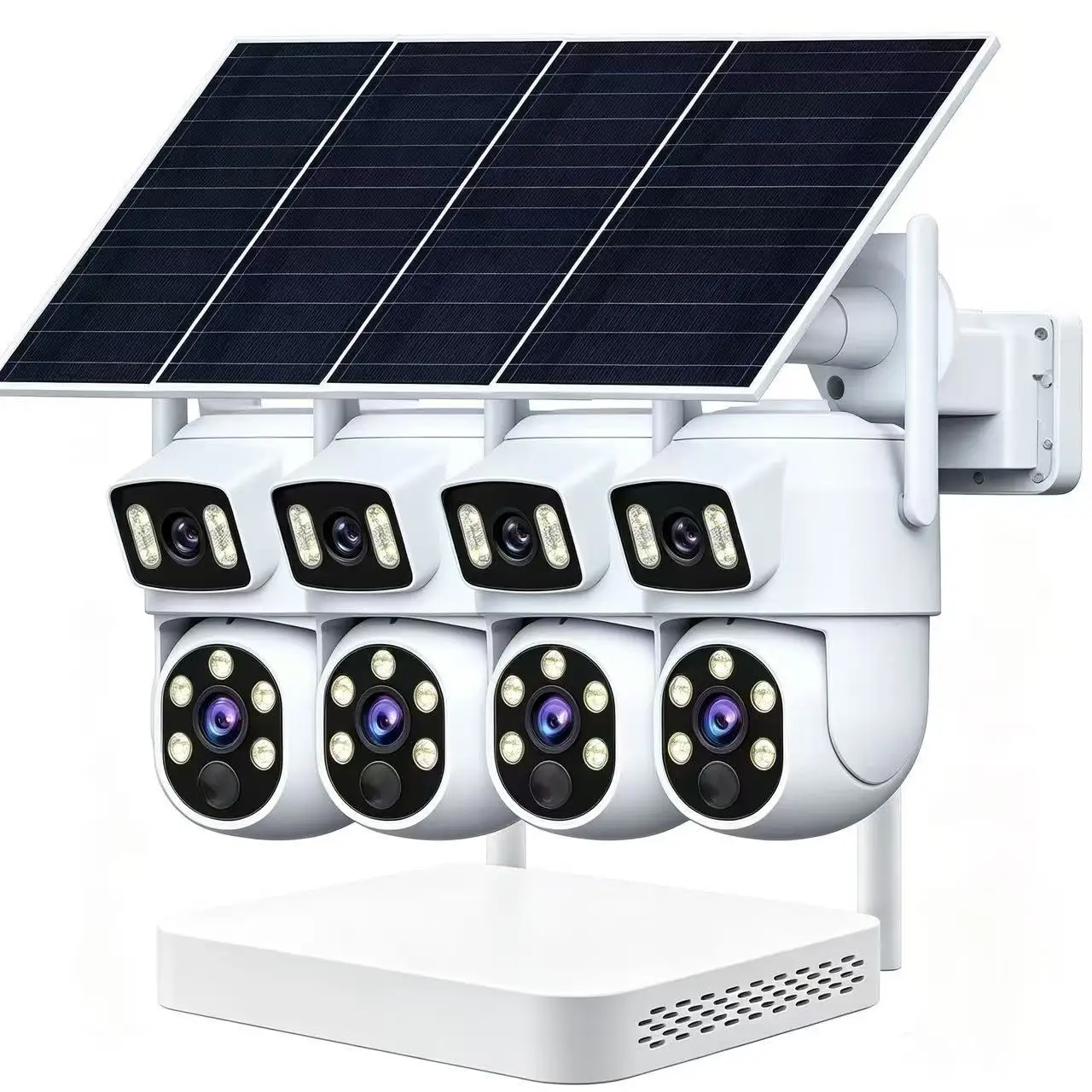 Solar 6 million Pixel Easy Vision Cloud Low Power Gun Ball 4 WIFI Surveillance Camera Set