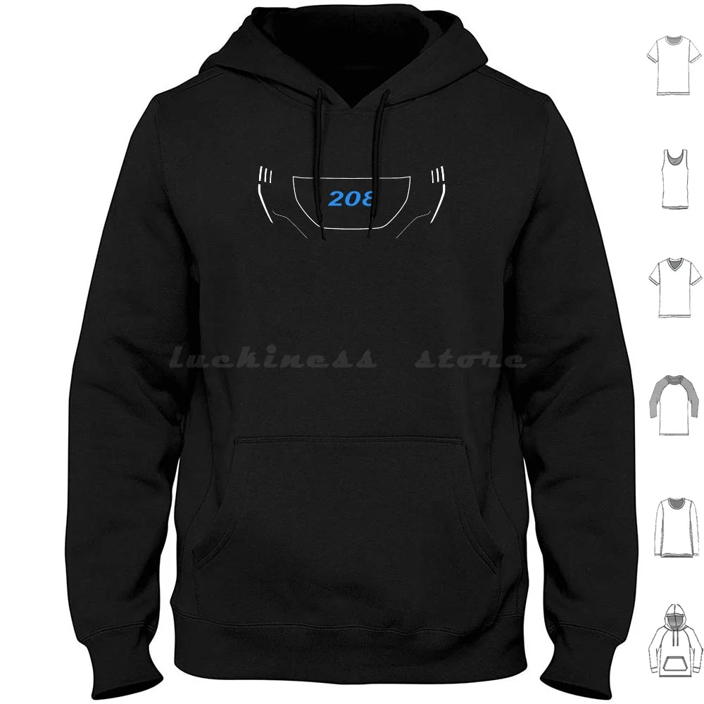 208 Hoodies Long Sleeve Car Cars Racing 205 208 Rally French Classic Retro Race France T16 Turbo Automobile Ev New Car