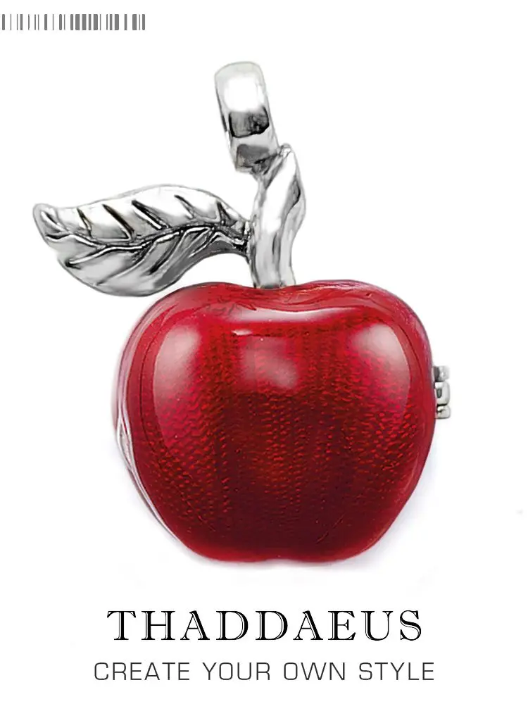 Wisiorek Big Red Apple Locket Brand New Fashion Jewelry Europe 925 Sterling Silver Akcesoria Prezent dla kobiet — zdjęcie 2