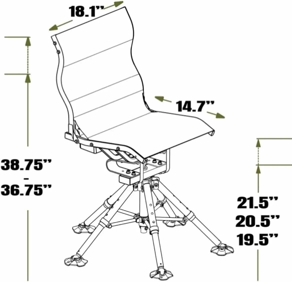 AXIS RG 360 Explorer with AXIS V2 Shooting Rest. Rocking Chair. Dual-axis Swivel and Tilting Chair. Camp. Fish. Hunt. Patent Pen