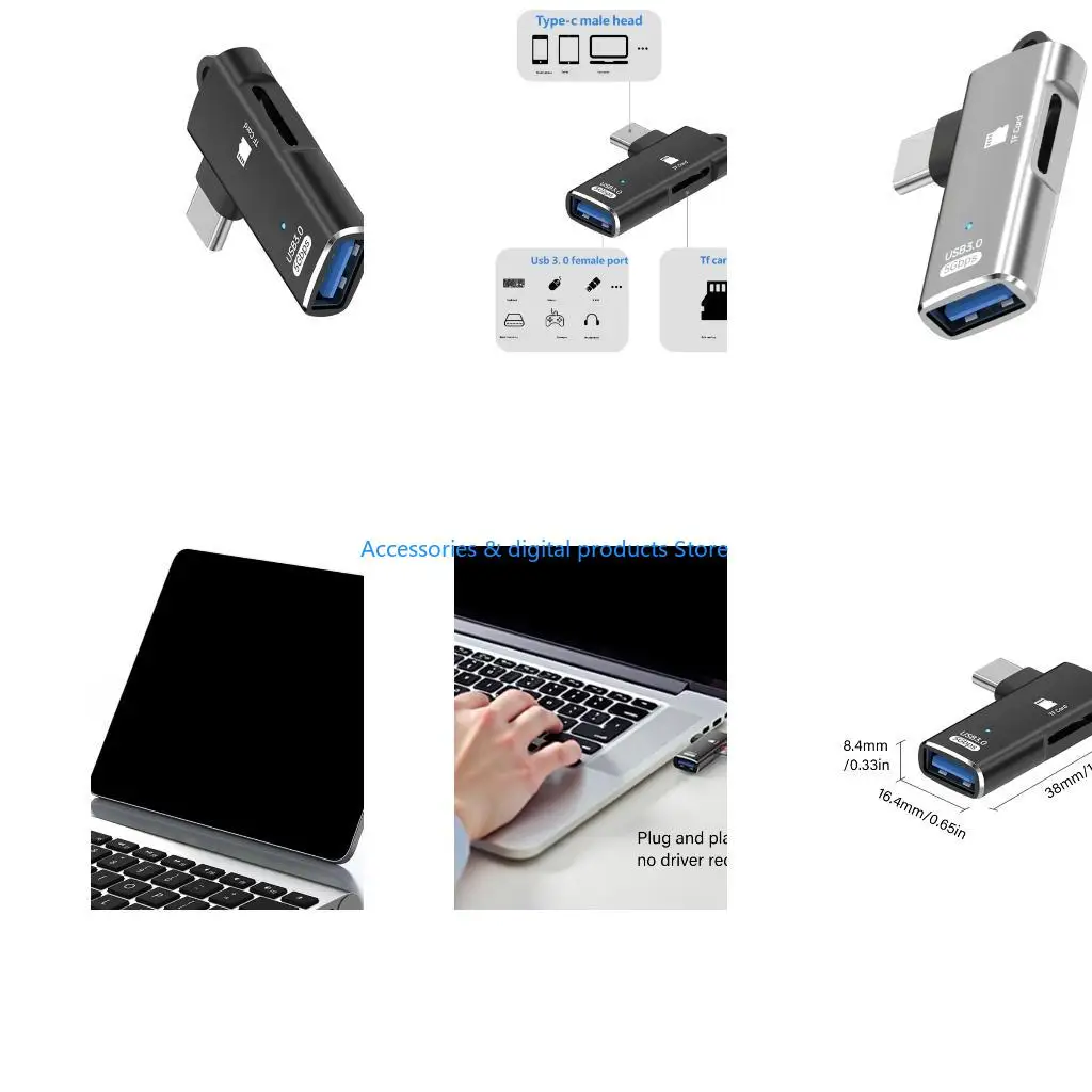 77JD Strong Aluminum USB Rapid Type C Processor Storage Card Slot For Tablets Laptop