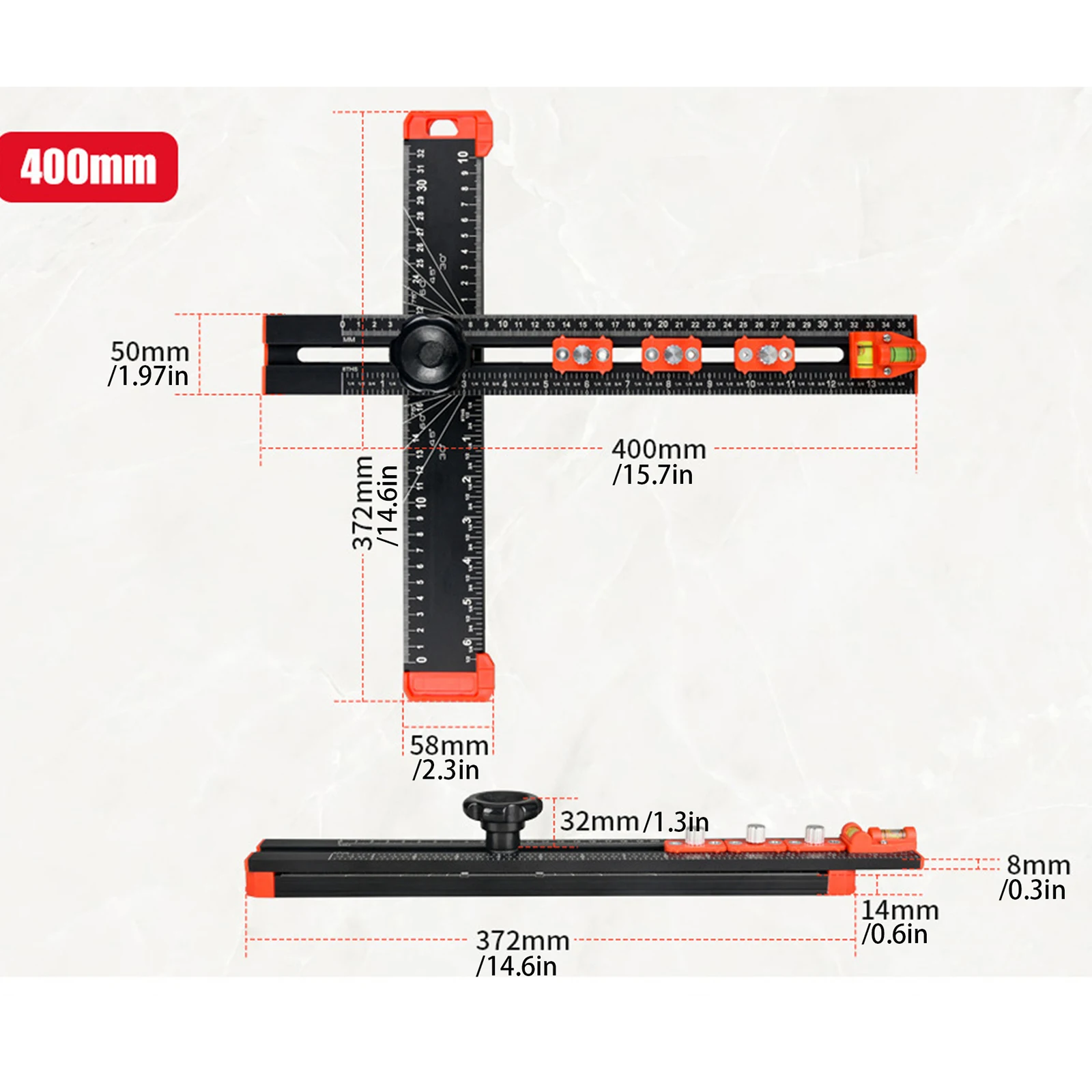 2 in 1 Drilling Positioning Ruler Combination Angle Ruler T-Shaped Ruler Cabinet Hardware Jig Drawer Installation Woodworking