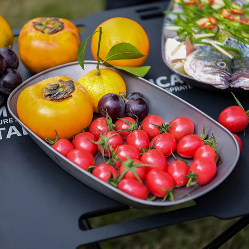 Boundless Voyage Titanium Dish Plate Bacteriostatic Dinnerware Outdoor Camping Picnic Tableware Fruits Vegetable Dinner Pan