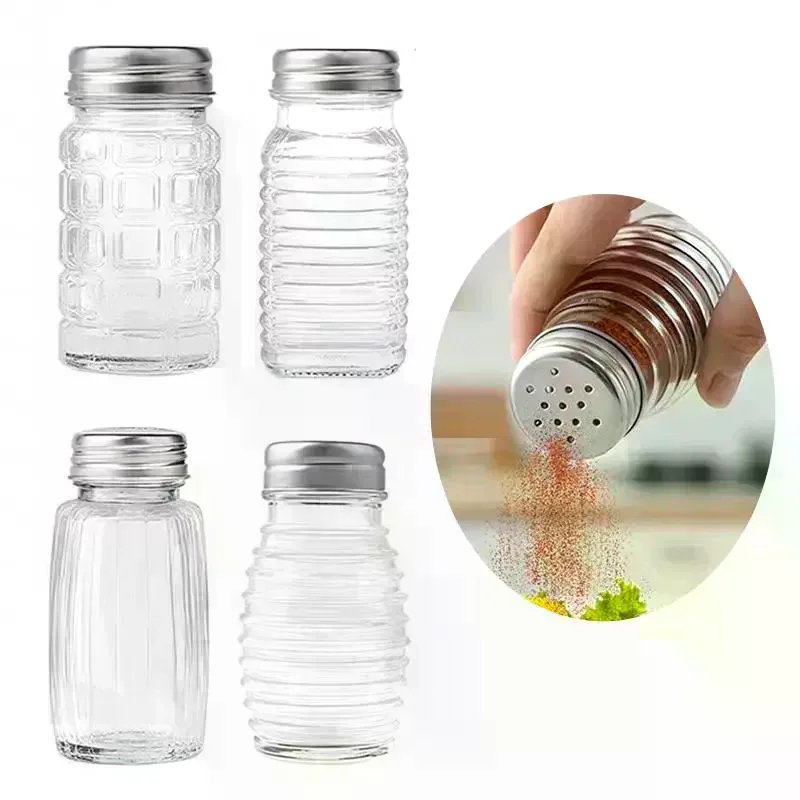 Kitchen Glass Spice Bottle Barbecue Seasoning Bottle With Lid Salt And Pepper Shaker Pepper Shaker Mini Seasoning Jar Set 2Pcs