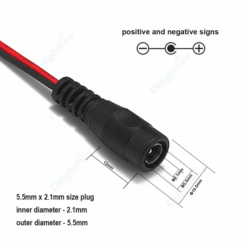 Stripped 12V DC Power Cable 5.5 2.1mm Female Male Plug DC Pigtail Cable Connector Wire For Speaker LED Light DC Power Adapter