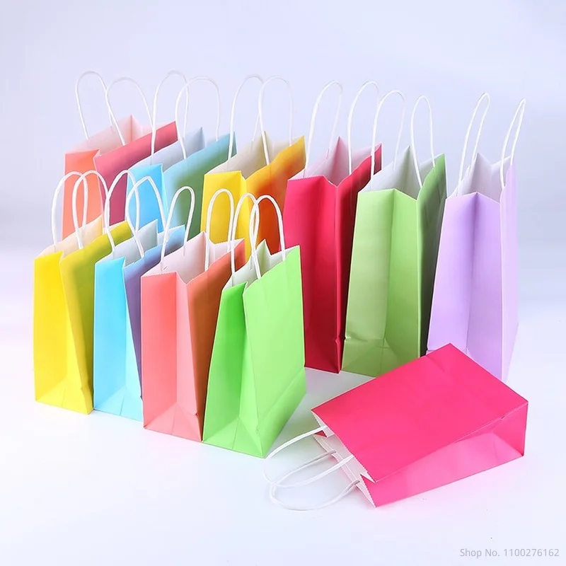 

200pcs 15x21x8cm Kraft Paper Bags Food Takeaway Packaging Bags Advertising Clothing Shopping Gift Bags