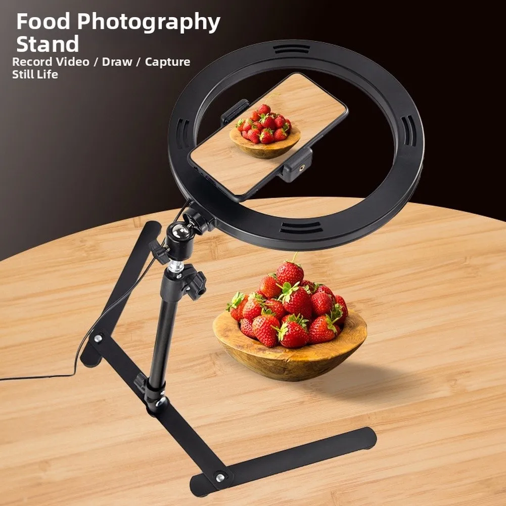 1 Piece Desktop Fill Light LED Phone Overhead Stand With 3 Lighting Modes For Makeup Live Streaming Video Conference Lamp