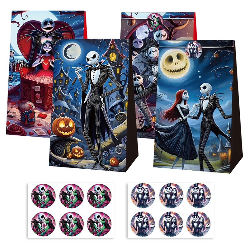 ナイトメア・ビフォア・クリスマス キャンディーペーパーバッグセット サリーとジャックのフィギュア付き - 12/24個入り ハンドバッグ 誕生日 ハロウィン デコレーション ギフト