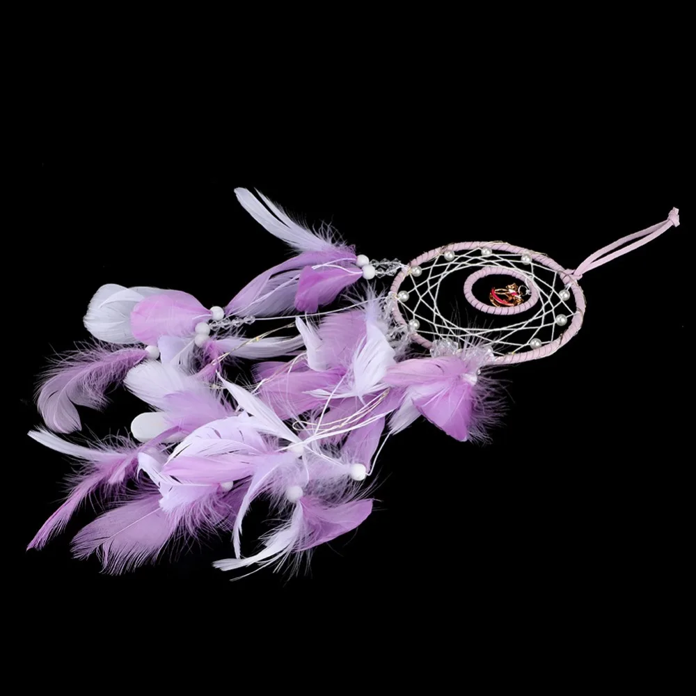 Iron Ring Dream Catcher Wall Hanging Purple Woven Net Feather Dream Catcher 20.47in DIY Dream Catcher Ornament Car Interior
