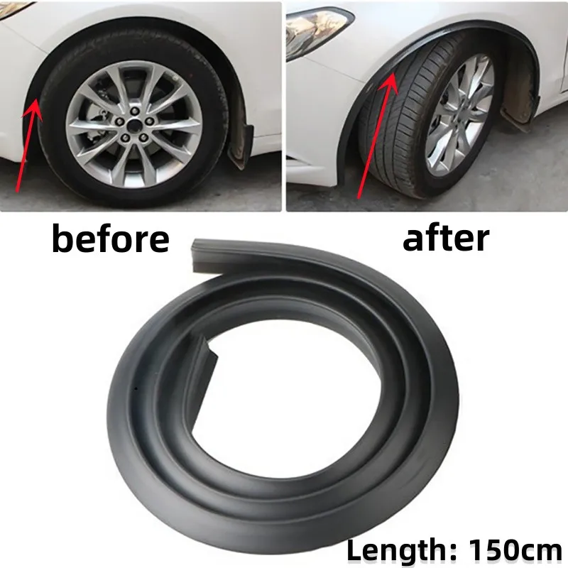 1.5m Universal Car Wheel Eyebrow Anti-Collision Strip Black Car Wheel Fender Extension Moulding Flares Trim Protector Strip