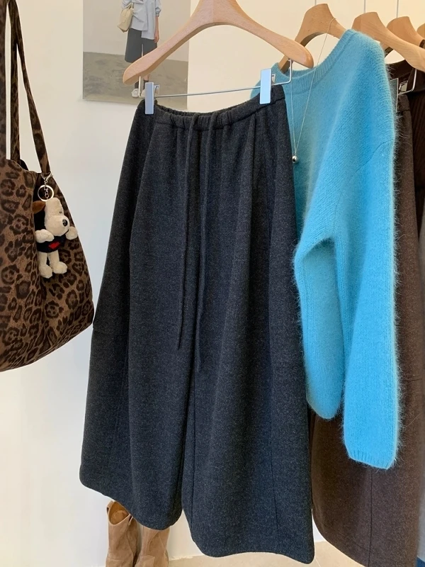 

Loose Wide Leg Pants Women's Simple Versatile Dstring Slimming Casual Trousers Korean Sle High Waist Straight Cut