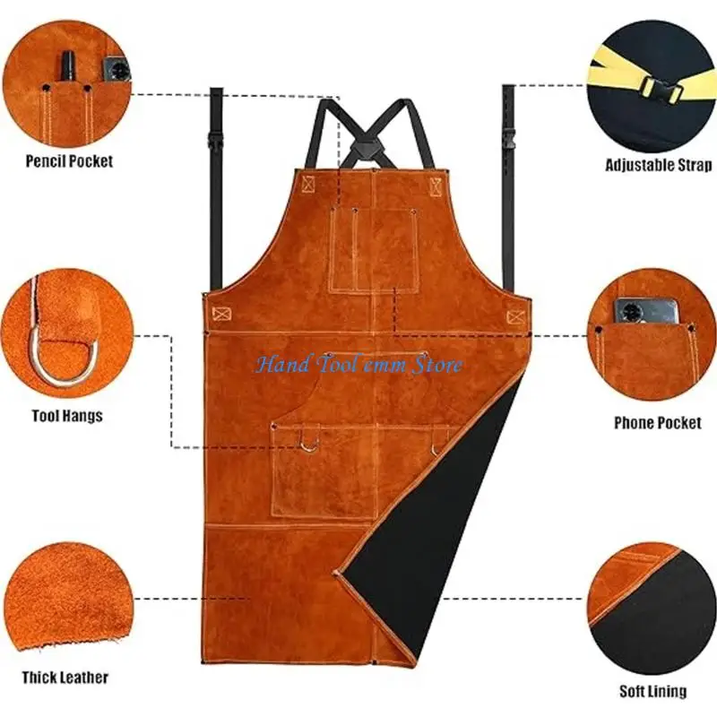 H37F Heat Protections Apron Full Coverage Apron With Adjustable Straps For Welders