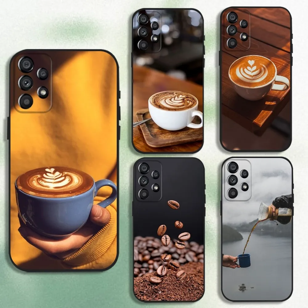 

Coffee Coffee Latte Art Phone Case For Samsung Galaxy A20,A21s,A22,A31,A32,A52,A53,A72,73,A80 Soft Black Cover