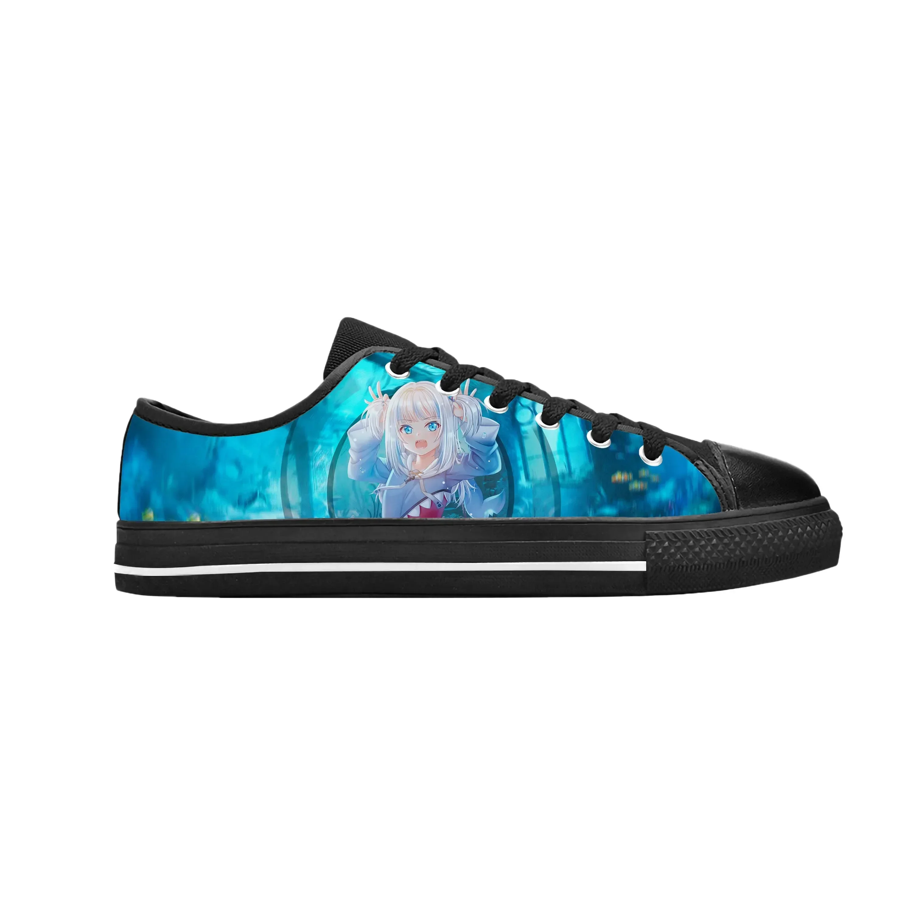 Gawr Gura Japanese Game Anime Cartoon Manga Comic Casual Cloth Shoes Low Top Comfortable Breathable 3D Print Men Women Sneakers