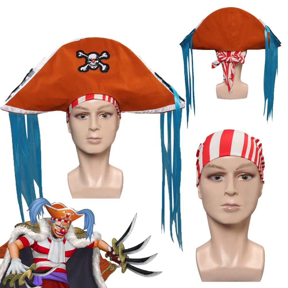 Anime Piece Buggy Pirate Hat Cosplay Cap copricapo per adulti Halloween Carnival Costume accessori