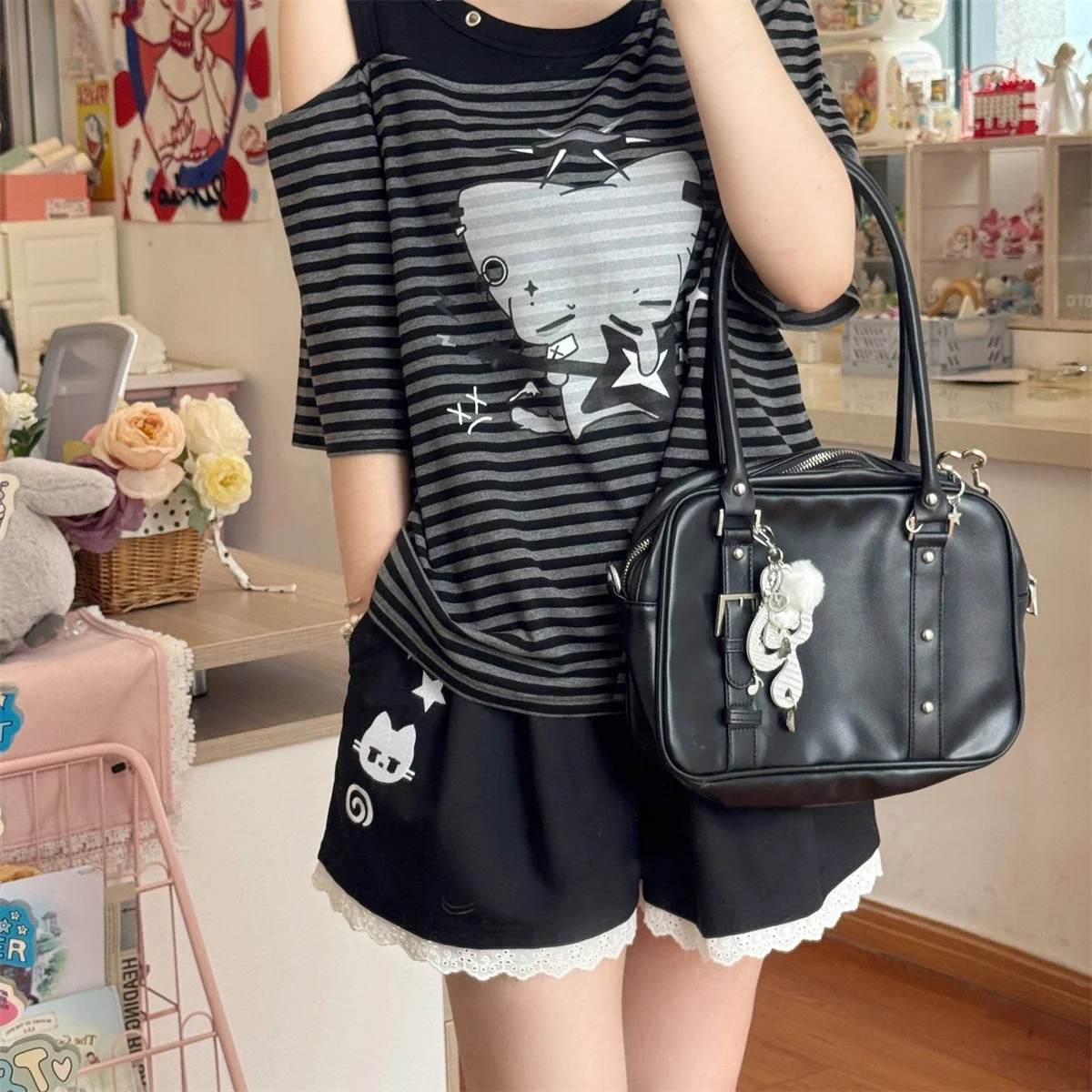2026 Women Cute Shorts Ventilate Thin Version Kawaii Loose Casual Cutecore Bottoms Fashion Elastic Waist Summer Wide Leg Shorts