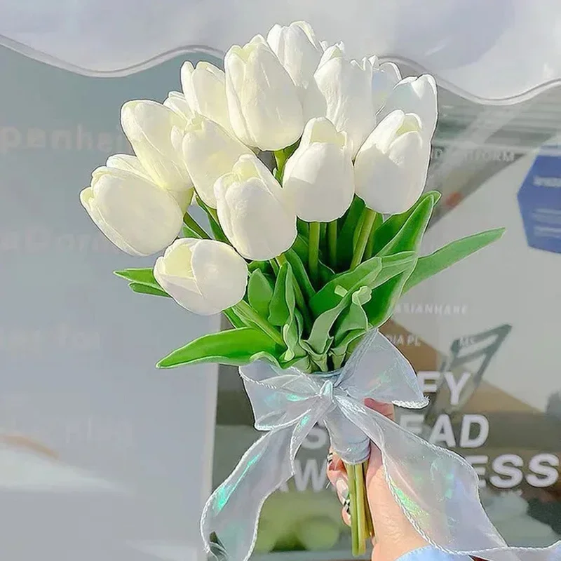 5PCS 35CM Artificial Tulip Flower Bouquet Home Garden Decoration Flowers for Wedding Ceremony Decor Mother's Day Gift Bouquet